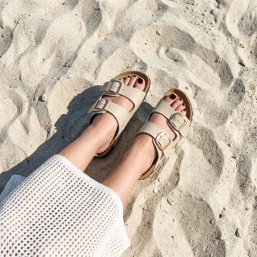 Alternative view of Laz Genuine Suede Slides